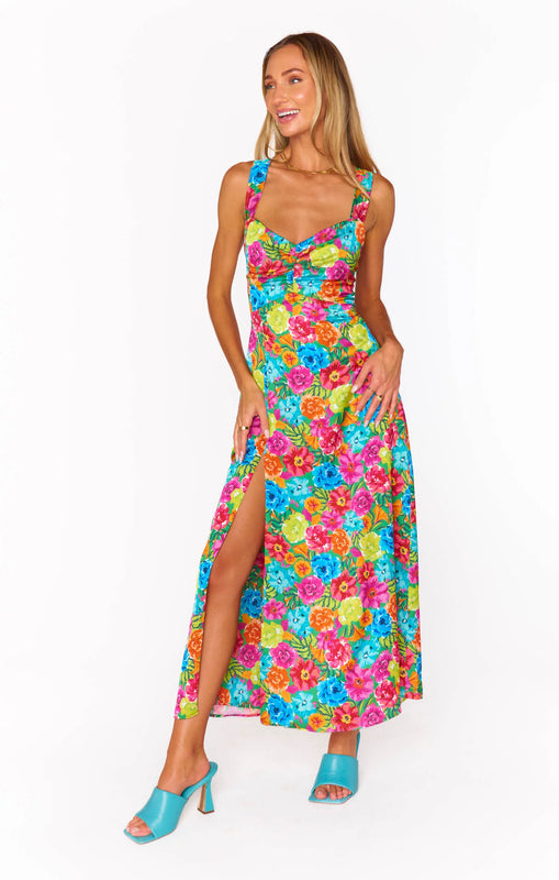 Show Me Your Mumu Mina Midi Dress in Bright Floral Soiree