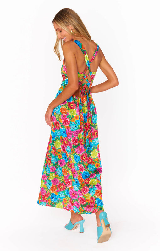 Show Me Your Mumu Mina Midi Dress in Bright Floral Soiree