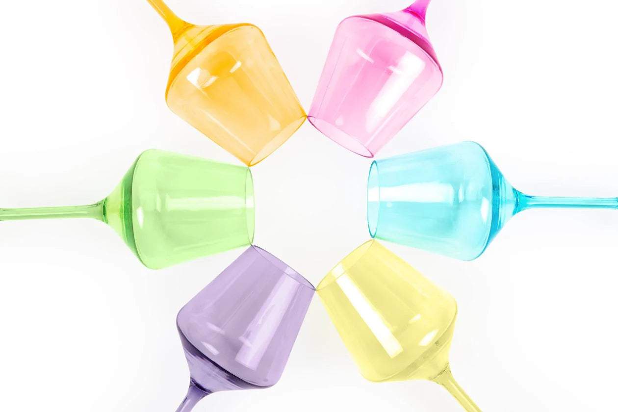 Acrylic Unbreakable Stemmed Wine Glasses Set of 6 in Bright