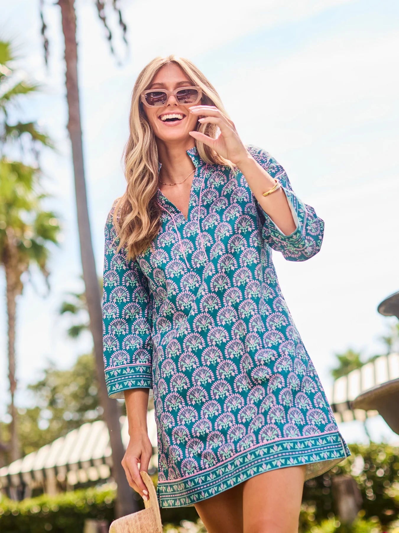 Brenda Dress in Sunshower Flora Ocean