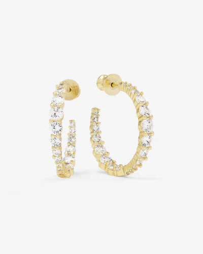 Melinda Maria Oh She Fancy Graduated Hoops 1" in Gold