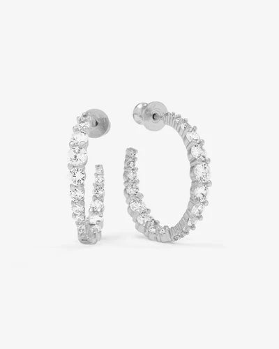 Melinda Maria Oh She Fancy Graduated Hoops 1" in Silver