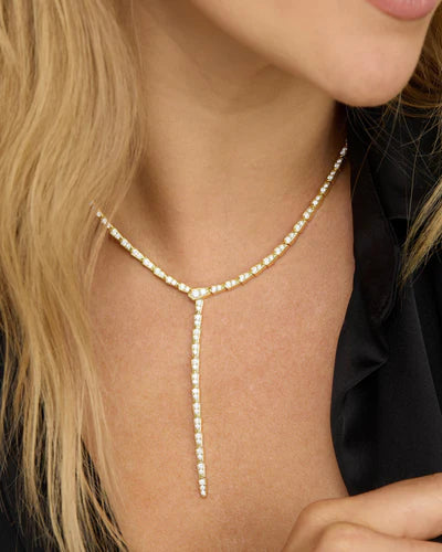 Melinda Maria Pave Serpent Lariat Necklace in Gold (16")