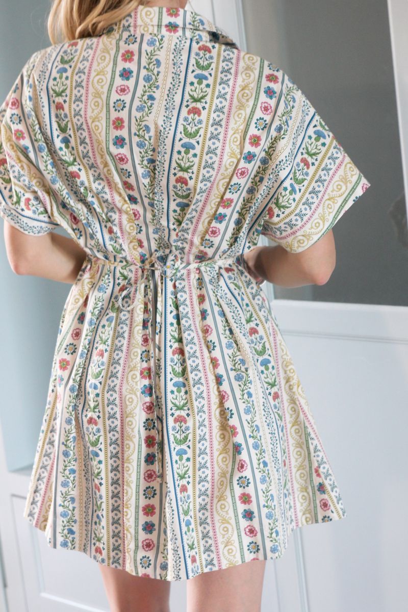 Karlie Button Down Shirt Dress in French Cottage Print