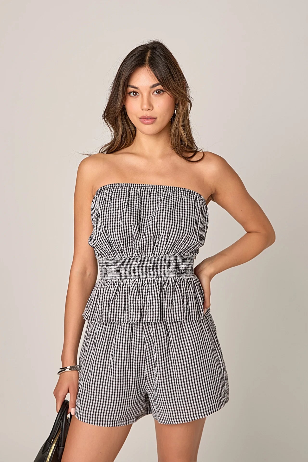 Gingham Shorts in Black + White