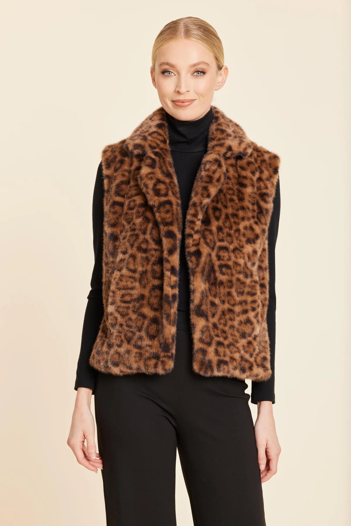 Dolce Cabo Leopard Plush Faux Fur Vest