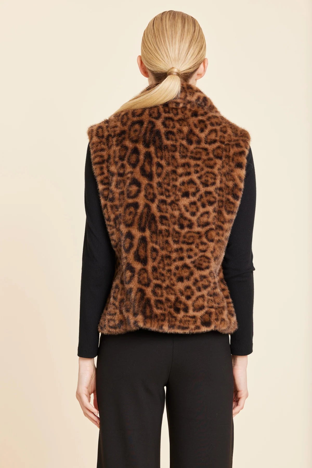 Dolce Cabo Leopard Plush Faux Fur Vest