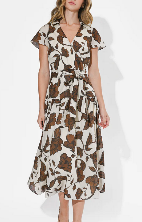 Adelyn Rae Taylor Flowy Wrap Midi Dress
