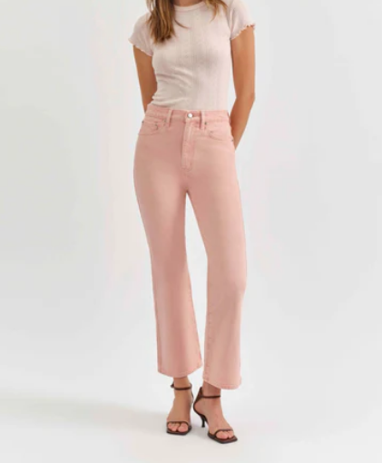 Daze Soho High Rise Flare Leg in Color Rosewater