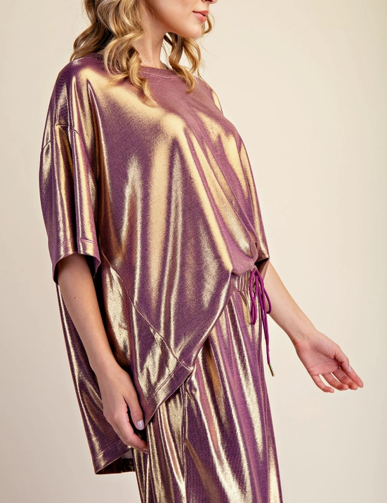 Oversized Lurex Blouse in Purple