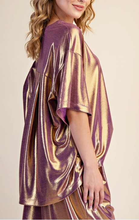 Oversized Lurex Blouse in Purple