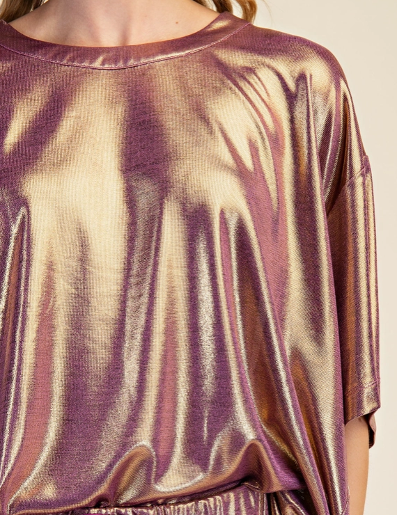 Oversized Lurex Blouse in Purple