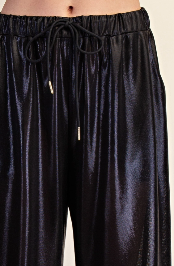 Lurex Wide Leg Pants in Black