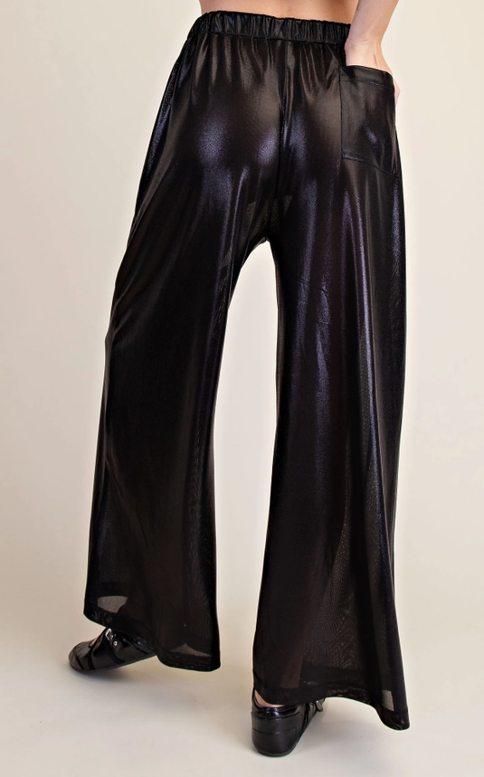Lurex Wide Leg Pants in Black