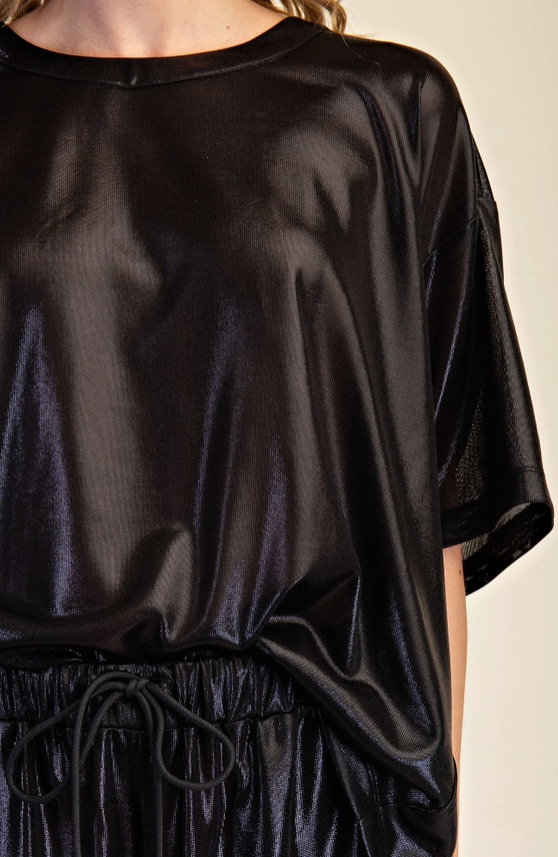 Oversized Lurex Blouse in Black