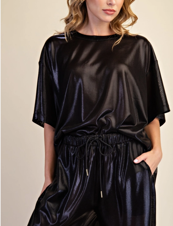 Oversized Lurex Blouse in Black