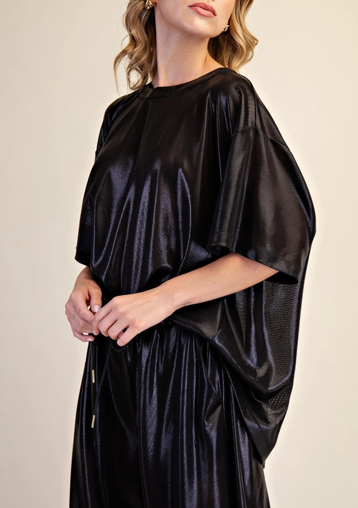 Oversized Lurex Blouse in Black