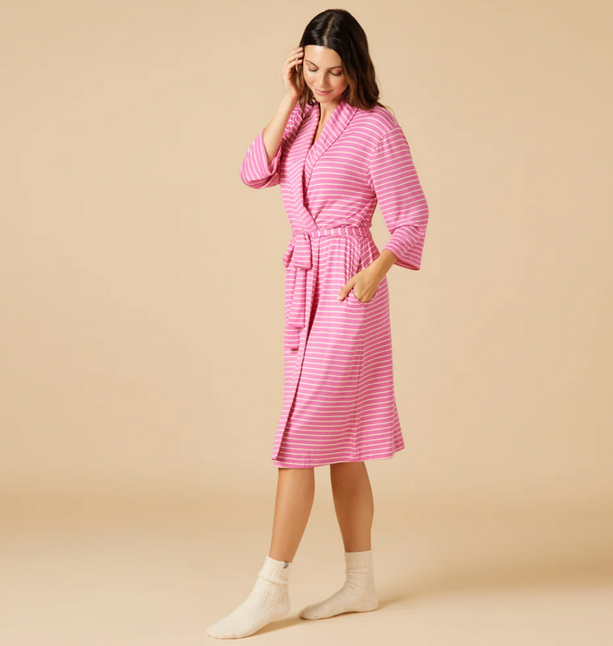 Softies Dream Shawl Robe in Fuschia Stripe
