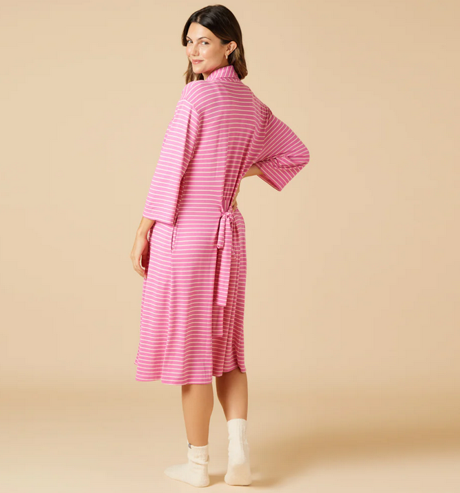 Softies Dream Shawl Robe in Fuschia Stripe