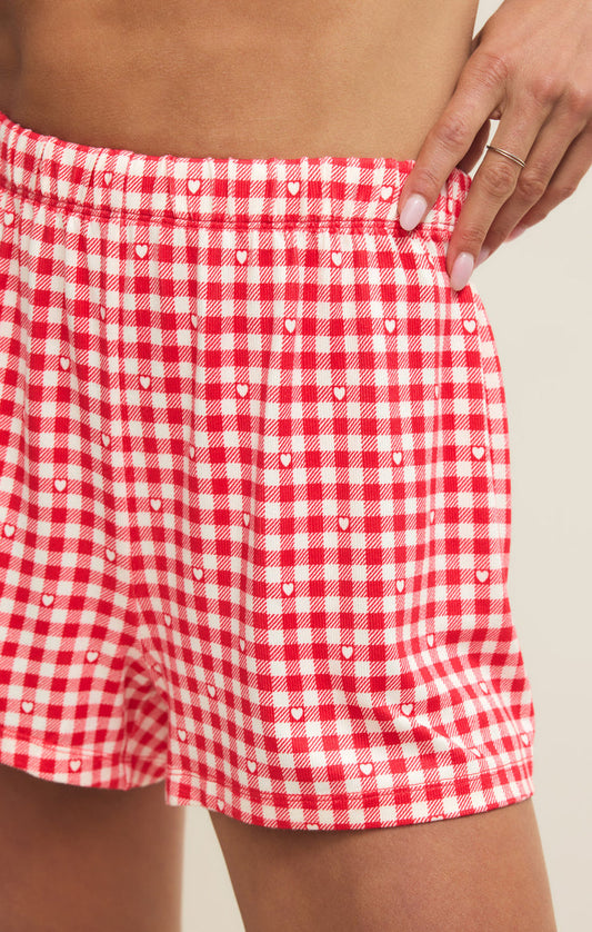 Z Supply Rosie Gingham Shorts in Kiss Me Red