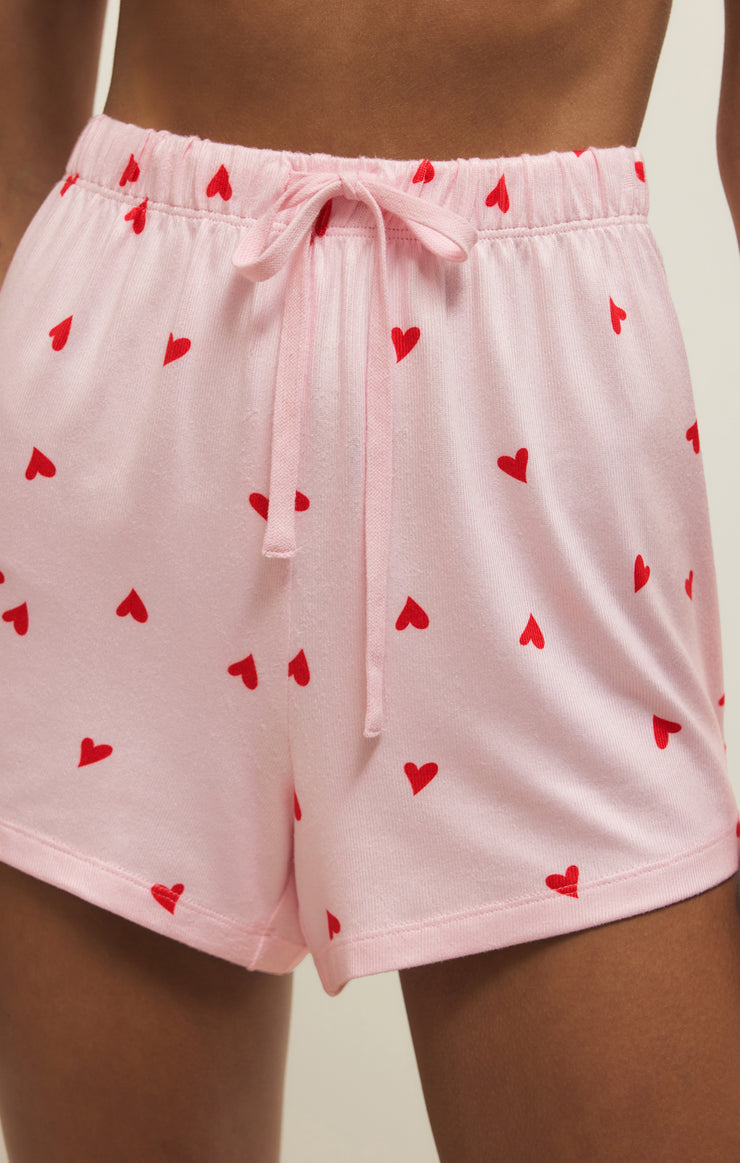 Z Supply Love First Heart Shorts in Pink Marshmellow