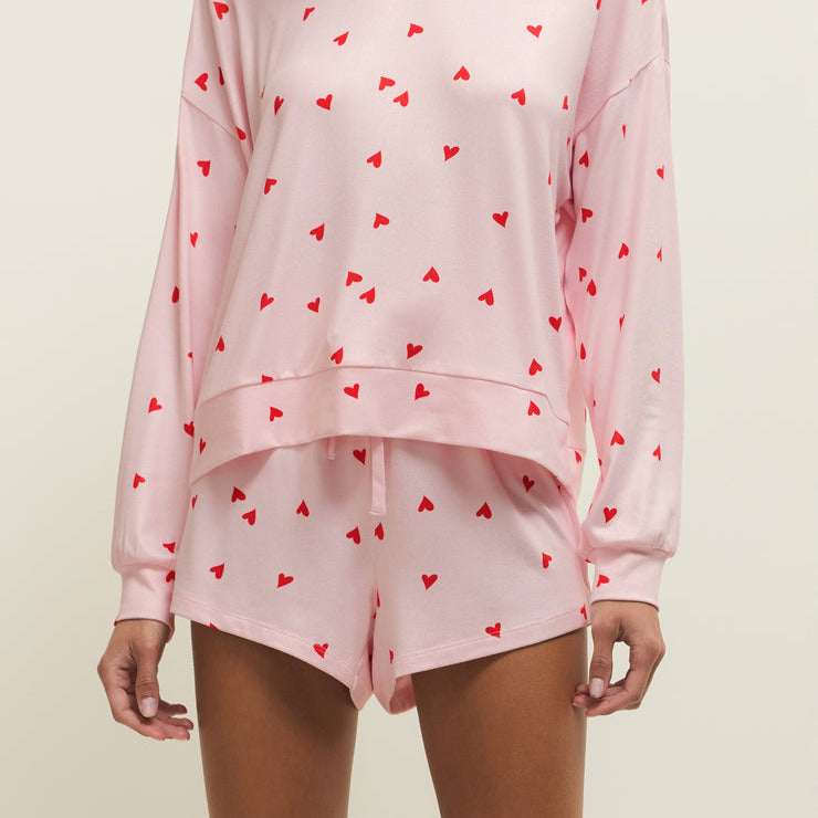 Z Supply Love First Heart Shorts in Pink Marshmellow