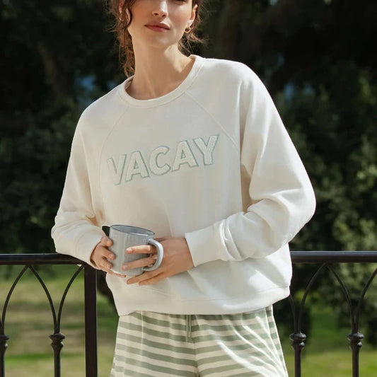 Z Supply Vacay Fleece Sweatshirt in Vanilla