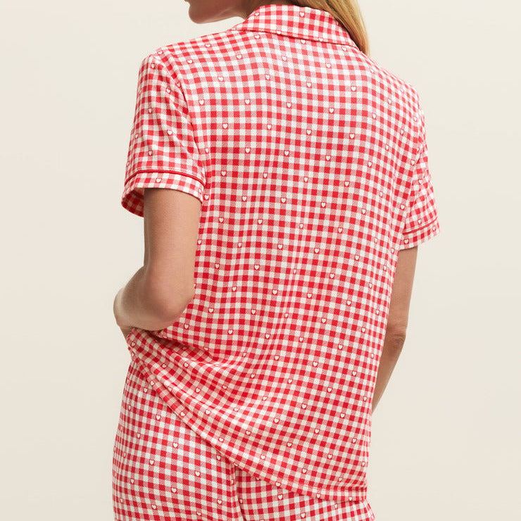 Z Supply Gingham PJ Top in Kiss Me Red
