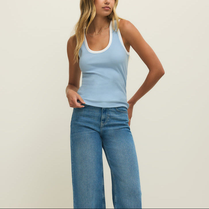 Z Supply Sirena Colorblock Rib Tank in Coast