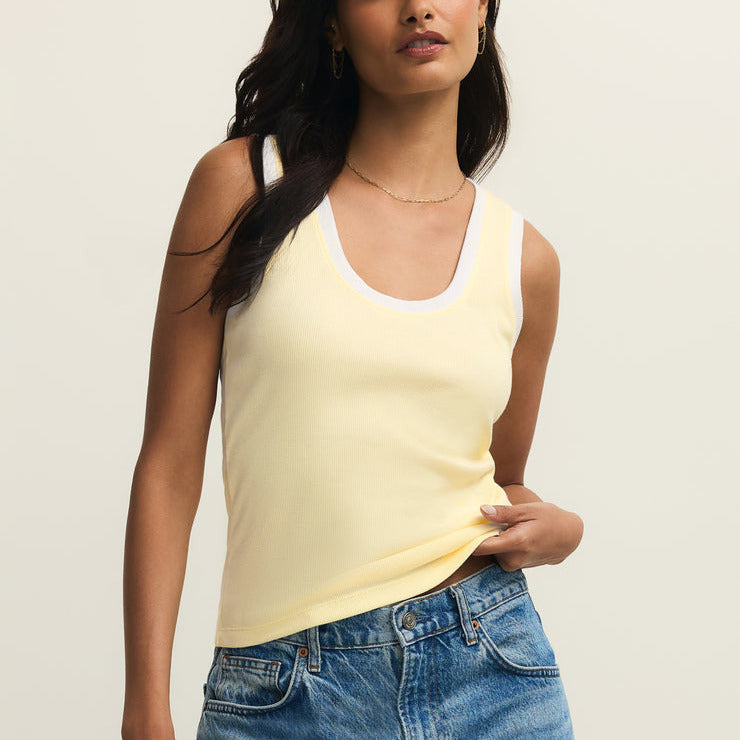 Z Supply Sirena Colorblock Rib Tank in Pineapple