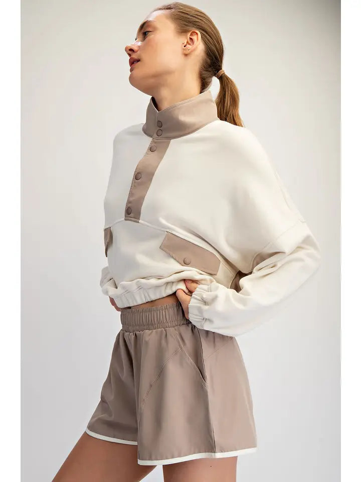 French Terry Athleisure Set in Mocha/Tan