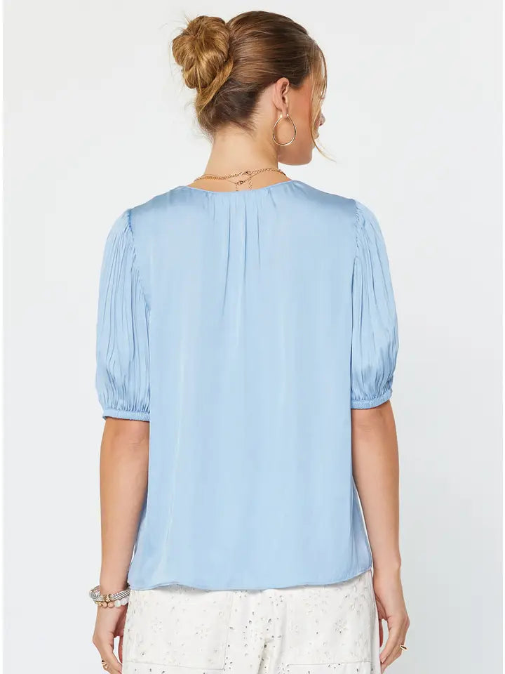 Puff Sleeve Blouse in Ice Blue