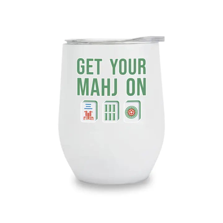 Get Your Mahj On Insulated Wine Tumbler in White