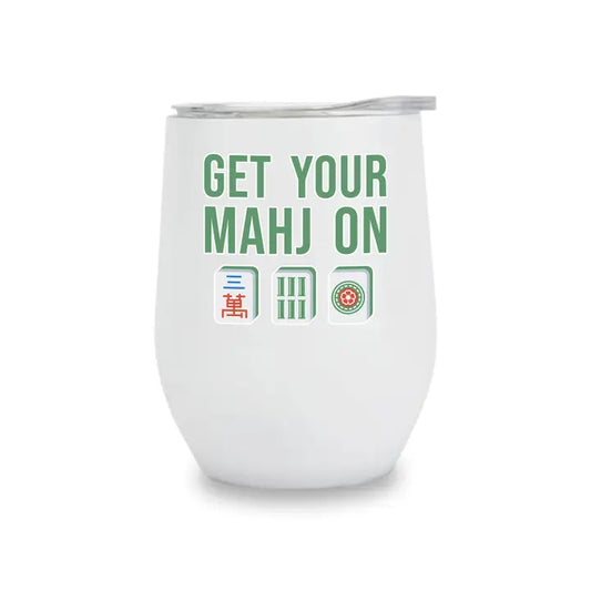 Get Your Mahj On Insulated Wine Tumbler in White