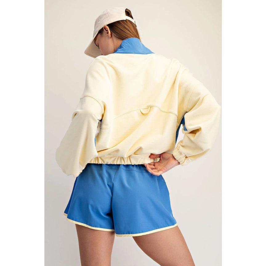 French Terry Athleisure Set in Limoncello/Blue