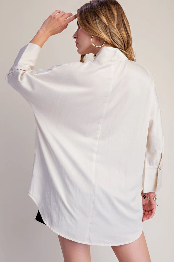 Ivory Silky Dolman Blouse