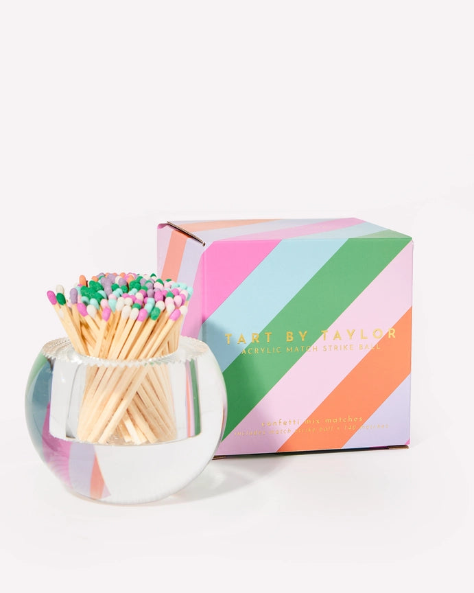 Acrylic Round Match Striker with Confetti Matches