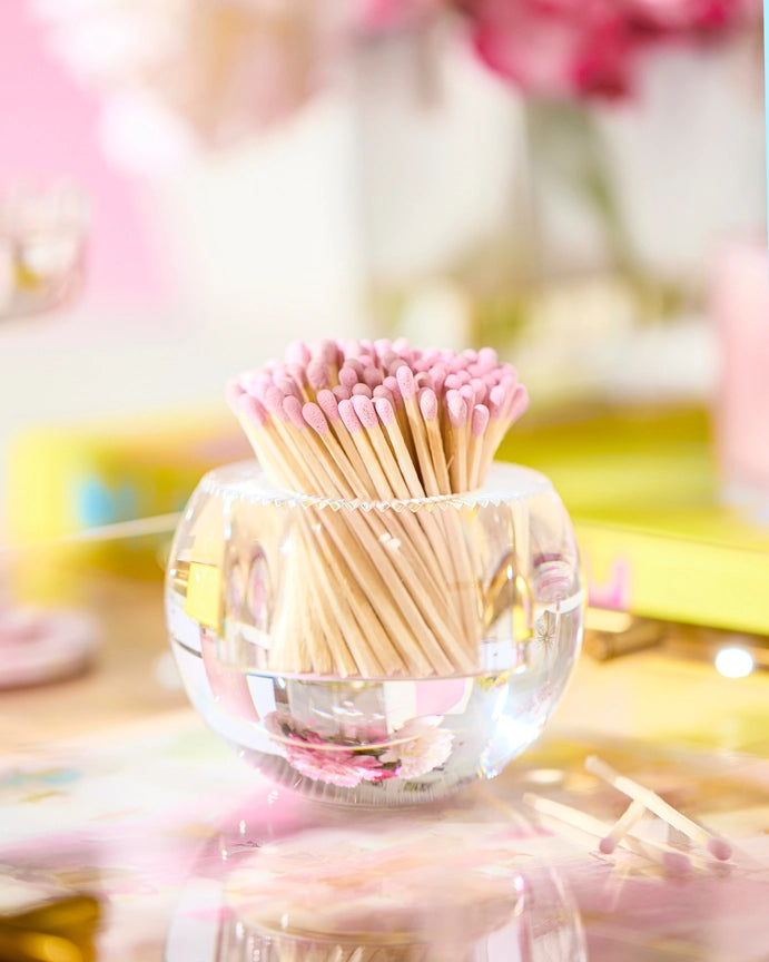 Acrylic Round Match Striker with Light Pink Matches