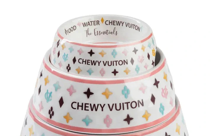 Chewy Vuitton Colorful Dog Bowl