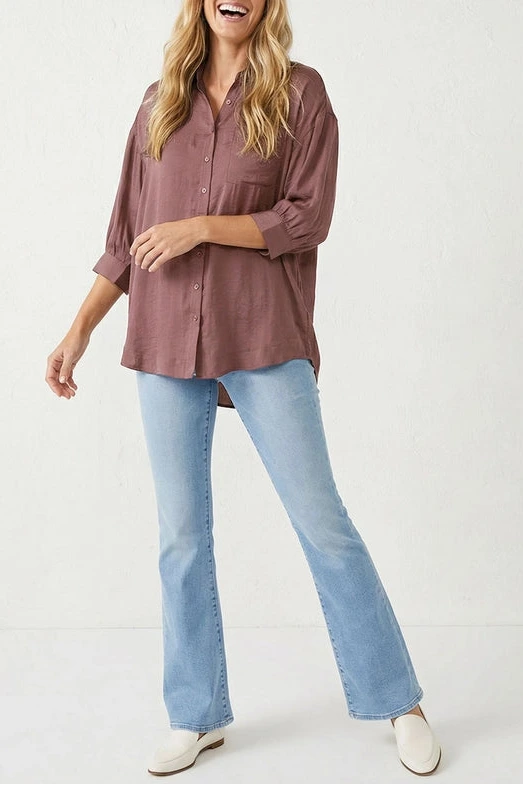 Silky Oversized Buttondown in Mauve