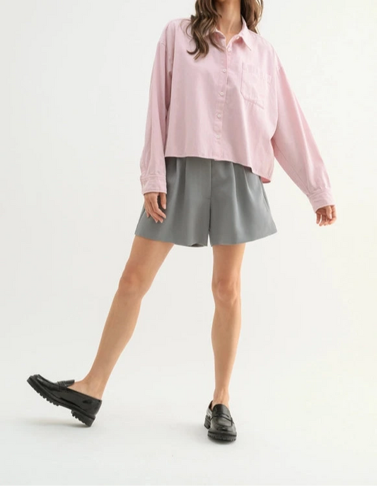 Boxy Button Up in Blush Pink