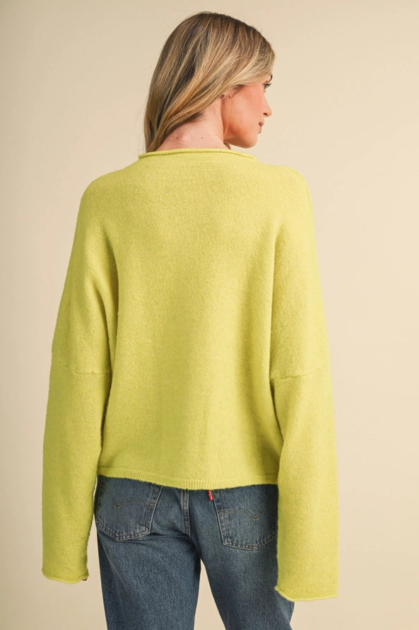 Raw Edge Cardigan in Lime