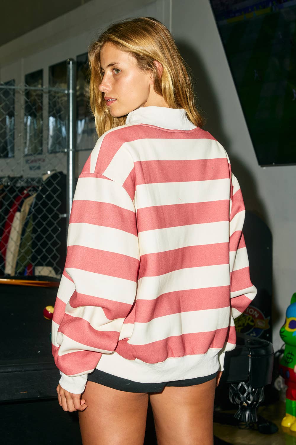 Striped Mock Neck Merry Sweater