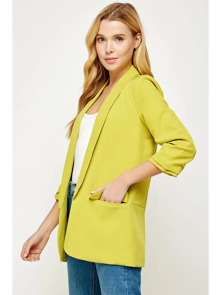 Oversized Boyfriend Blazer in Chartreuse Green