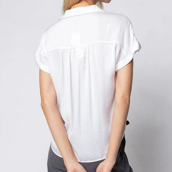 Silky Buttonfront Blouse in Off White