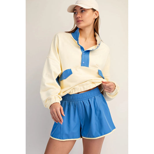 French Terry Athleisure Set in Limoncello/Blue