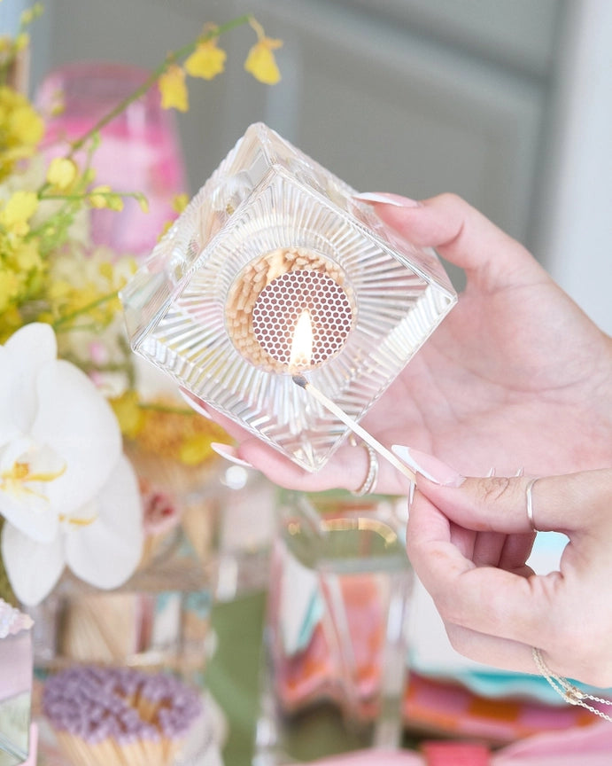 Acrylic Square Match Striker with Gold Matches