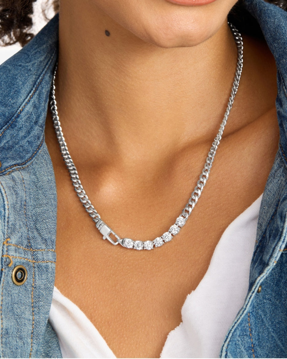 Melinda Maria Baby Julian Loves Diamonds Necklace in Silver