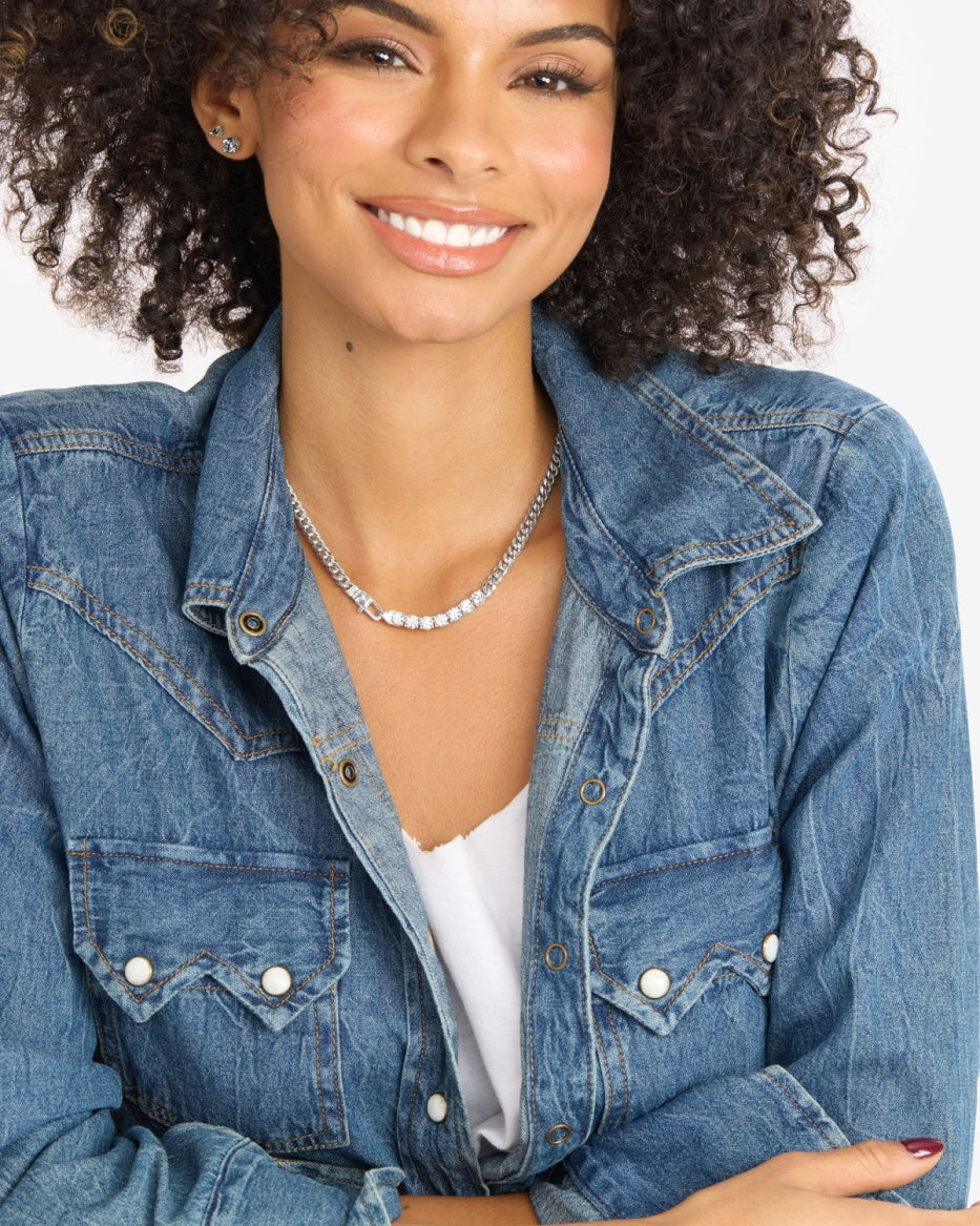 Melinda Maria Baby Julian Loves Diamonds Necklace in Silver