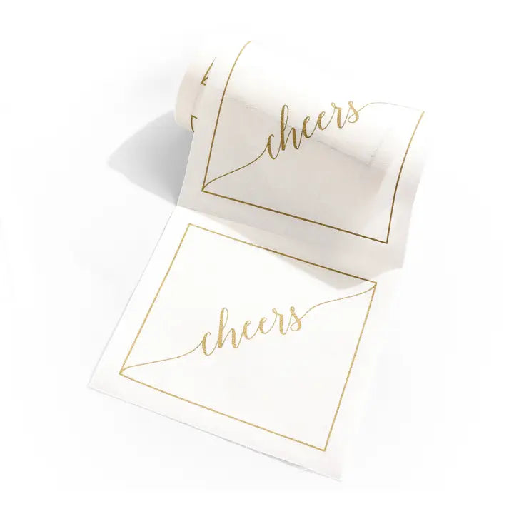 50/ct Rolled Cocktail Napkins in White Cheers